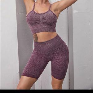 Biker shorts and sports bra set